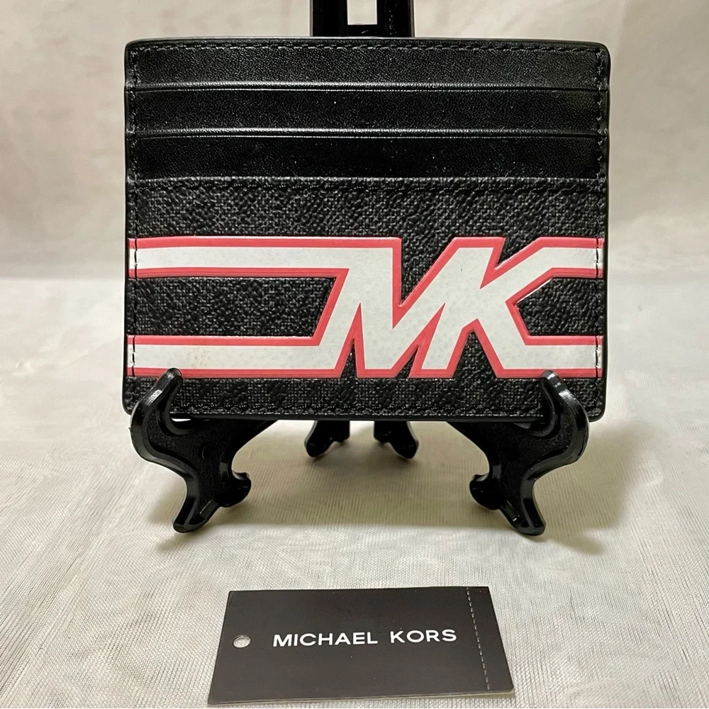 Michael Kors Black and Pink Logo Card Holder